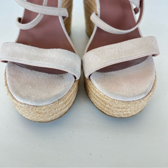 TABITHA SIMMONS Beige Jenny Flesh Kidsuede Platform Wedge Espadrilles Sz 39 M - Picture 10 of 15